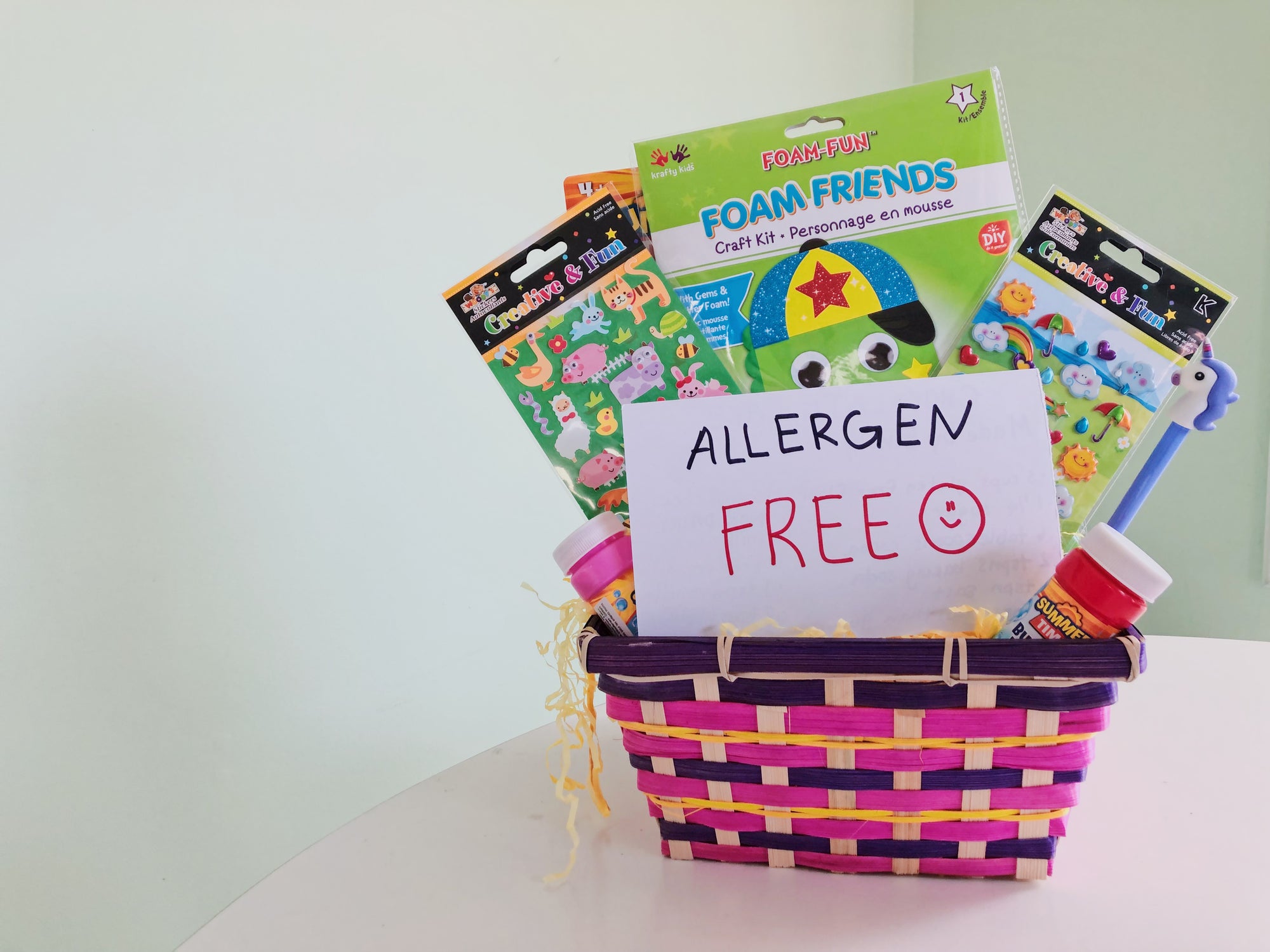 Gift basket with allergen free treats.